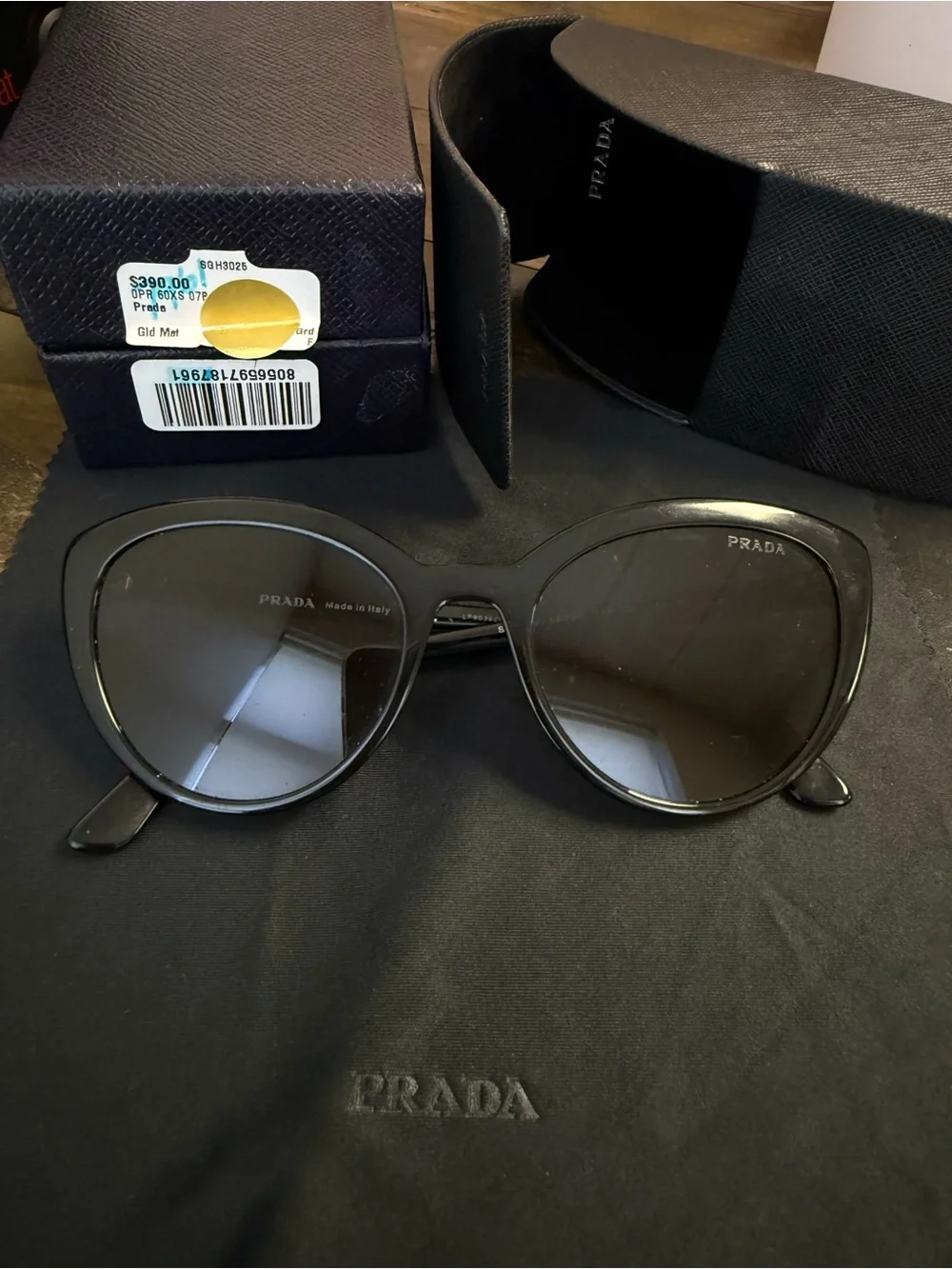 Prada Black Gloss Cat-Eye Sunglasses